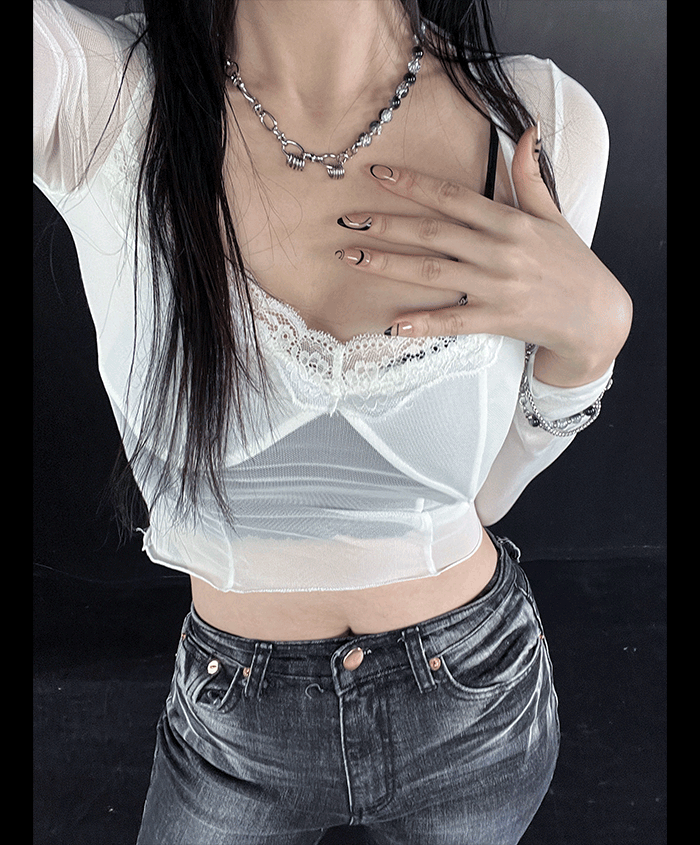 lace bustier tshirt [레이스 뷔스티에 티]
