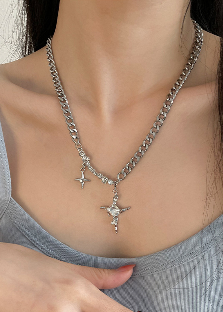 two cross necklace [볼드 체인 크로스 목걸이]