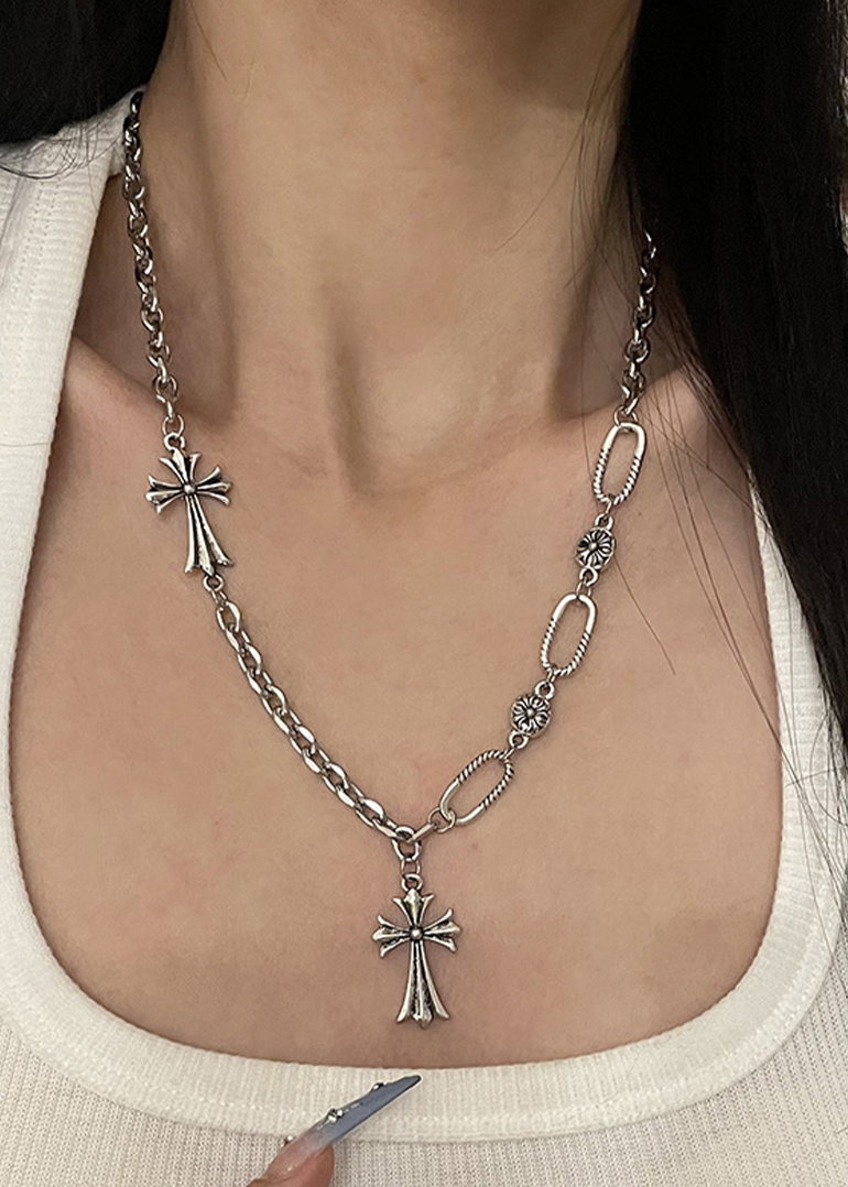 steel cross chain necklace [써지컬 십자가 체인 목걸이]